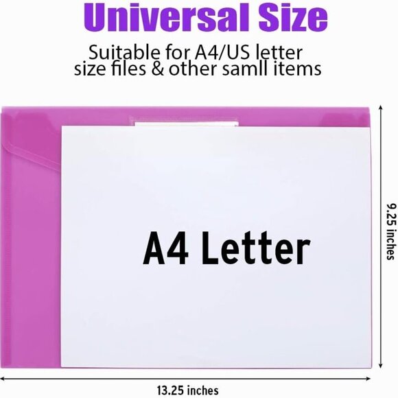 24 Pack Plastic Envelopes Poly Envelopes, Clear Document Folders  Letter A4 Size - Picture 6 of 8